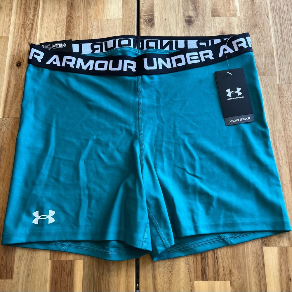 Under Armour Women’s HeatGear Compression Shorts Teal XL